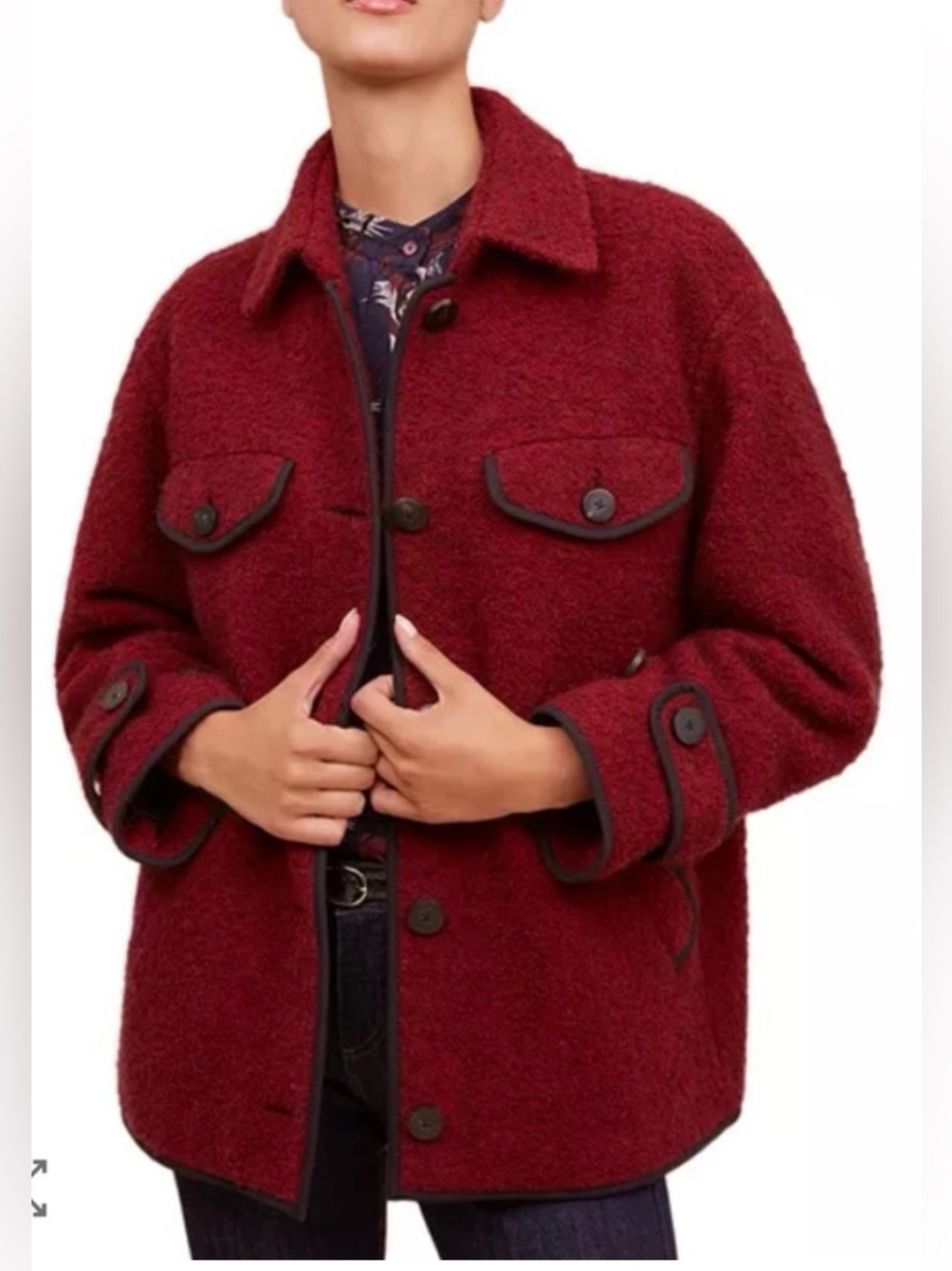 Gerard Darel Ninon Wool Blend Shirt Jacket 42 or US 10